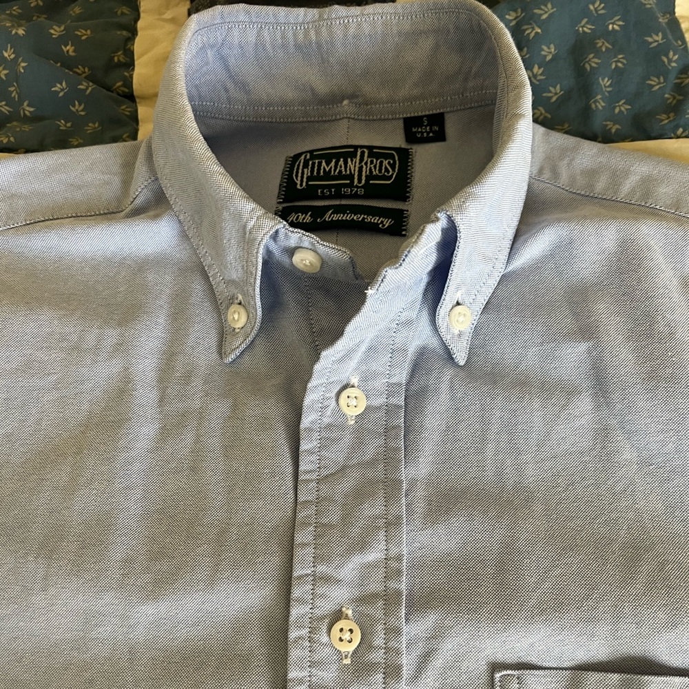 $180 GITMAN VINTAGE BLUE OXFORD CLOTH BUTTON DOWN SHIRT SMALL OCBD